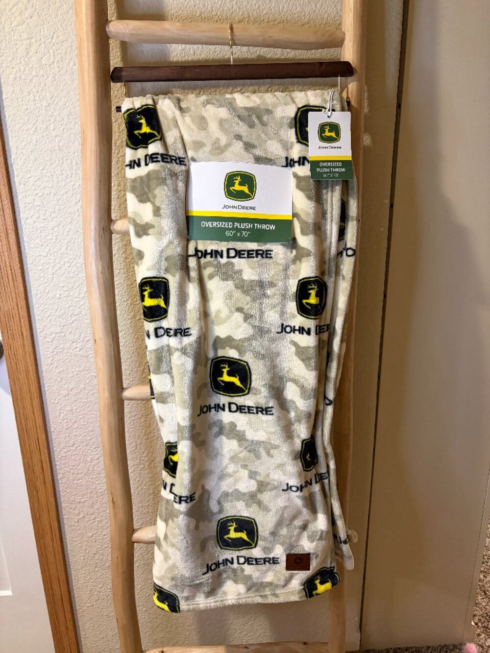 John Deere Camo Oversized Plush Throw Blanket 60x70 NWT